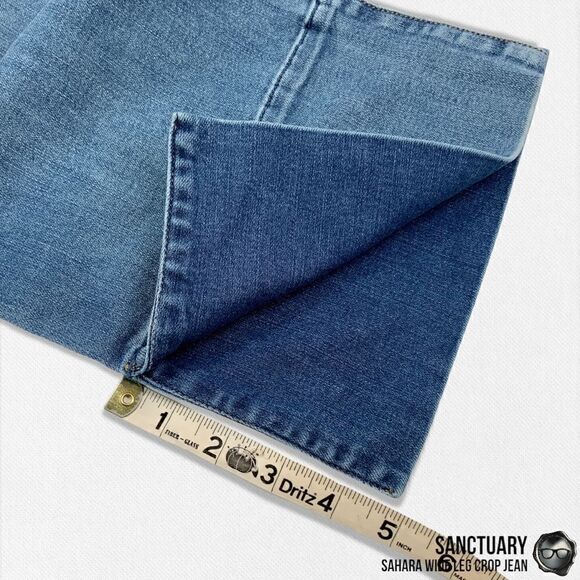 SANCTUARY SAHARA NON-CONFORMIST WIDE LEG CROP JEAN IN BLUE HORIZON WOMEN SIZE 30 - Picture 6 of 16